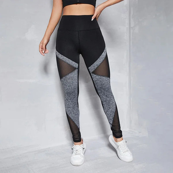 Trendy Mesh Sliced Yoga Black And Ground
