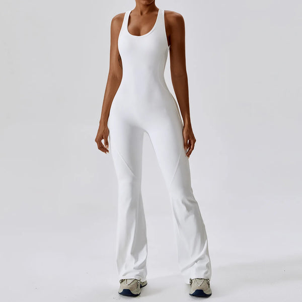 Trendy Solid Yoga Spandex Jumpsuit