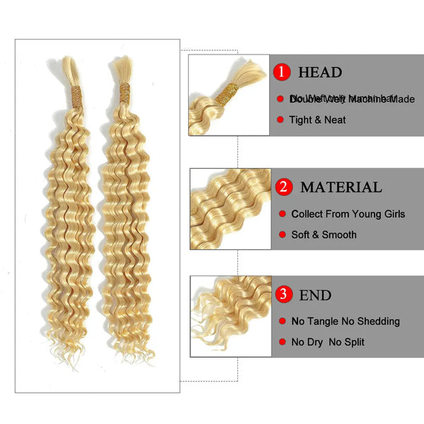 Trendy Crochet Boho Blonde Human Hair Bulk