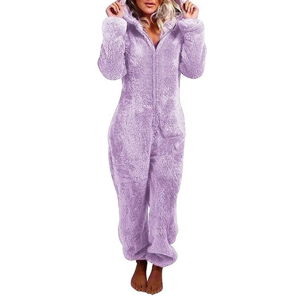 Trendy Plush Jumpsuit Hooded Pajamas