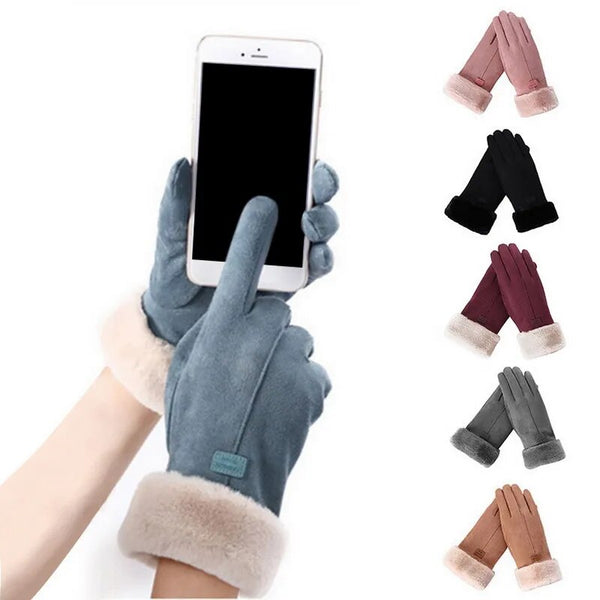 Trendy Cashmere Leather Touch Screen  Gloves - TrendsetterbyTracy Boutique