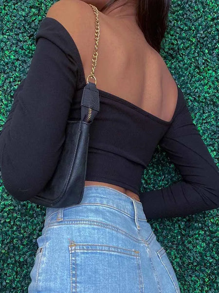 Trendy Hollow Out V Neck Long Sleeve Blouse