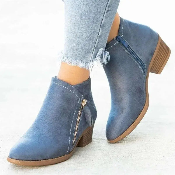 Trendy Ankle Low Heel Buckle Strap Boots