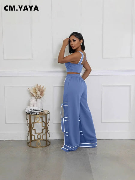 Trendy Wide Leg Hollow Out Bow Pants