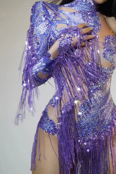 Trendy Rhinestone Fringe Party Dress