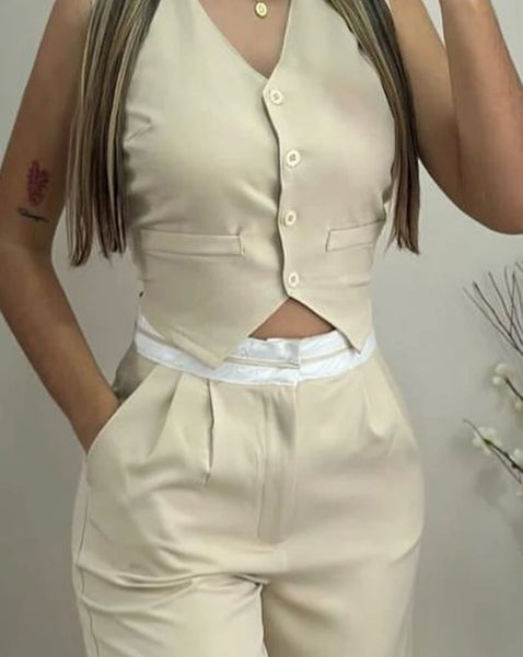 Trendy Vest and Pants Set