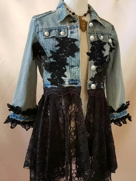 Trendy Lace Patchwork Denim Jacket