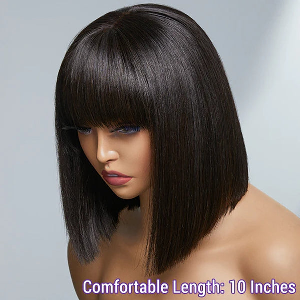 Trendy Bob With Bangs Human Hair Wig - TrendsetterbyTracy Boutique