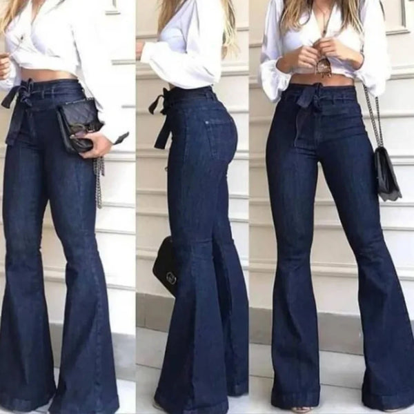 Trendy Solid Color High Waist Flare Pants With Belt - TrendsetterbyTracy Boutique
