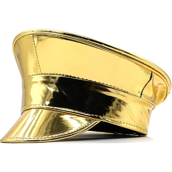 Trendy Faux Patent Leather Navy Inspired Hat