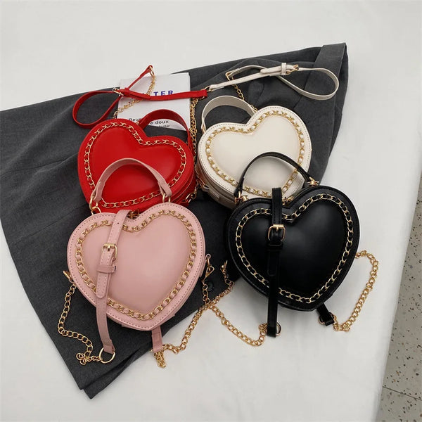 Trendy Fashion Leather Heart Shape Crossbody Bags