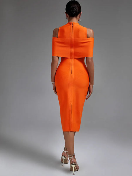 Trendy Off The Shoulder Orange Formal Dress - TrendsetterbyTracy Boutique