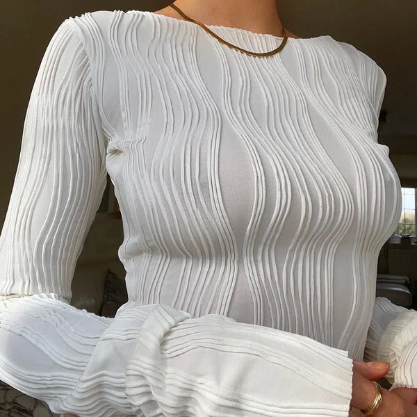 Trendy Ruched Long Sleeve Blouse