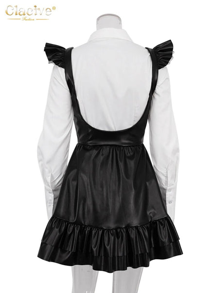 Trendy Fashion Leather High Waist Pleated Dress - TrendsetterbyTracy Boutique