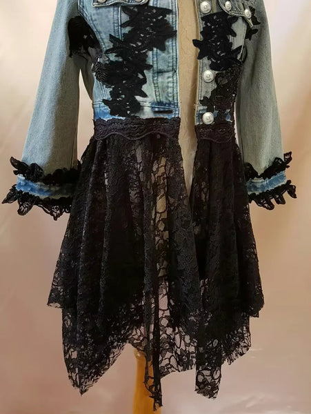 Trendy Lace Patchwork Denim Jacket
