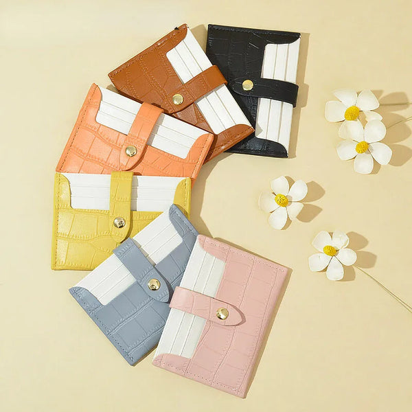 Trendy Small  Faux Leather  I.D. Card Holder