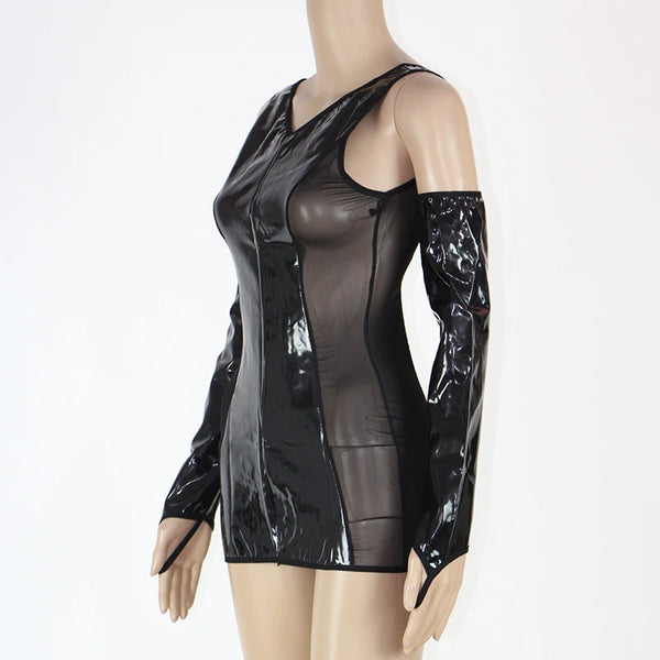 Trendy Black Exotic Bandage Mesh Lingerie