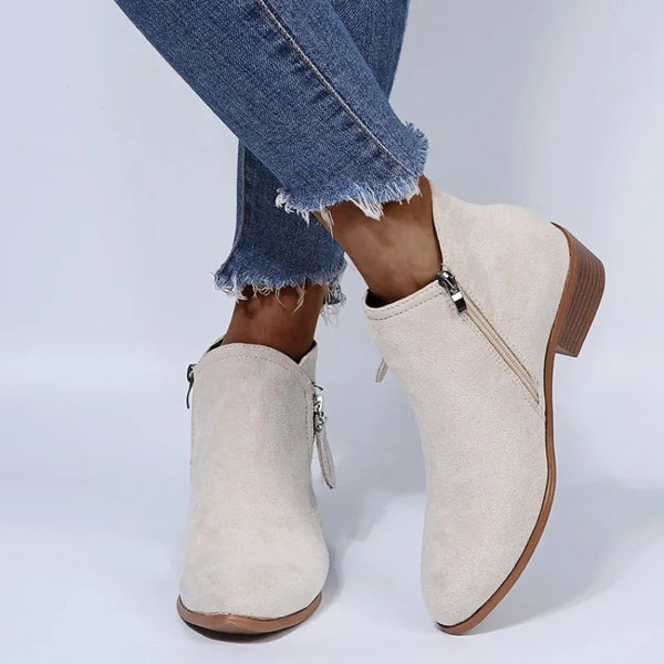 Trendy Ankle Low Heel Buckle Strap Boots