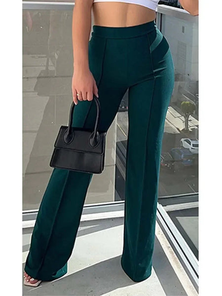 Trendy Flared Business Casual High Waist Pants