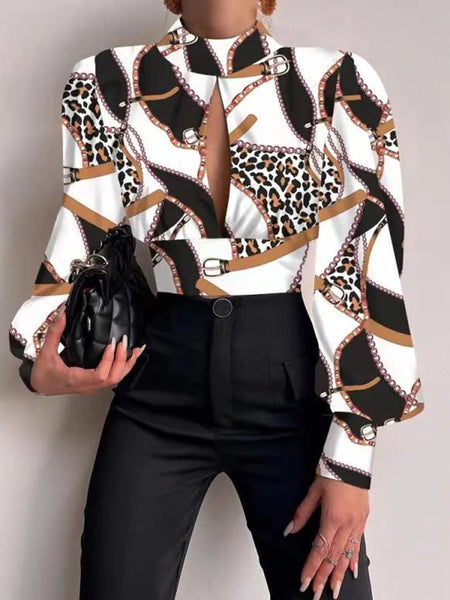 Trendy Backless Hollow Print Crop Blouse - TrendsetterbyTracy Boutique