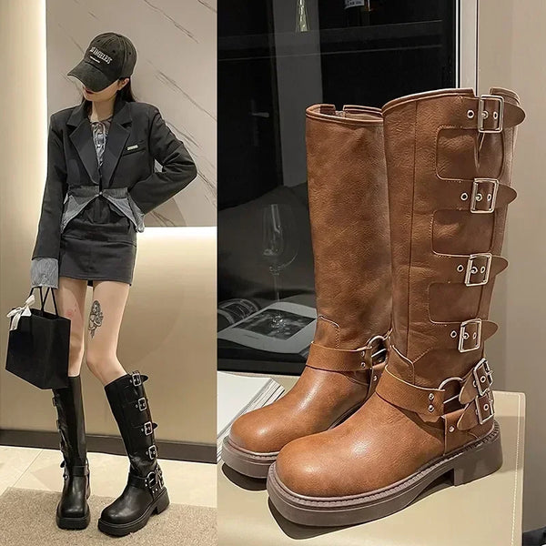 Trendy Knee High Studded Combat Boots - TrendsetterbyTracy Boutique