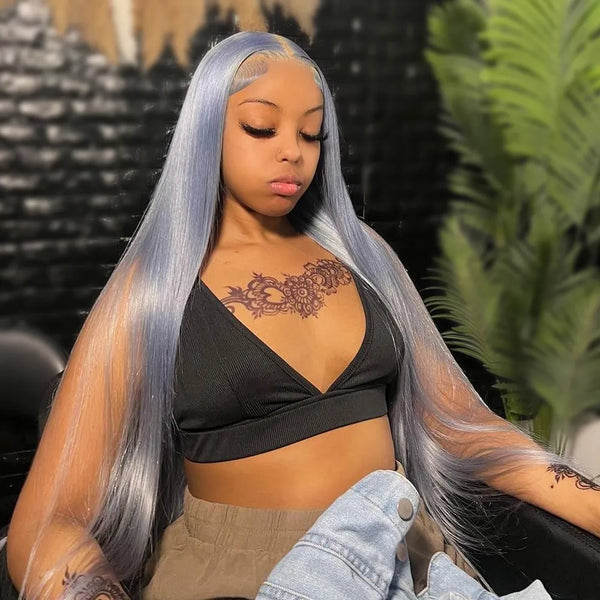 Trendy Remy Transparent Silver/ Gray Lace Frontal Wig - TrendsetterbyTracy Boutique