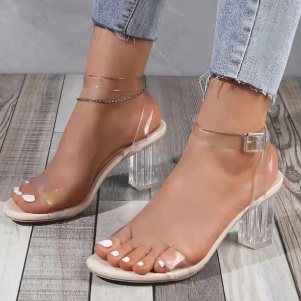 Trendy Jelly Fashion Crystal Transparent Heels