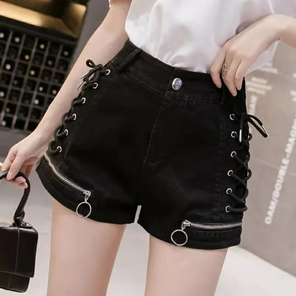 Trendy Peak A Boo Zipper Mini Shorts