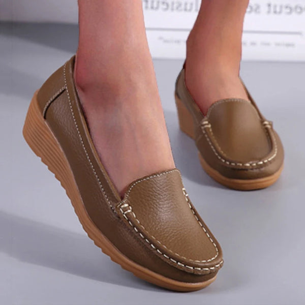 Trendy Leather Penny Loafers With Heel