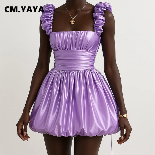 Trendy Ruffle Halter Swing Ball Party Dress