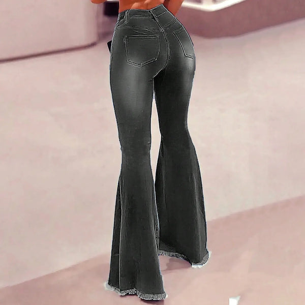Womens Jeans Retro Solid Color High Waist Stretch Denim Pants Sexy Design Jeans Fashion Streetwear Daily Female Elastic Trousers