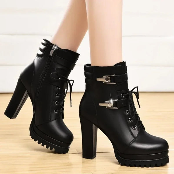 Trendy High Heel Ankle Retro Punk Boots - TrendsetterbyTracy Boutique