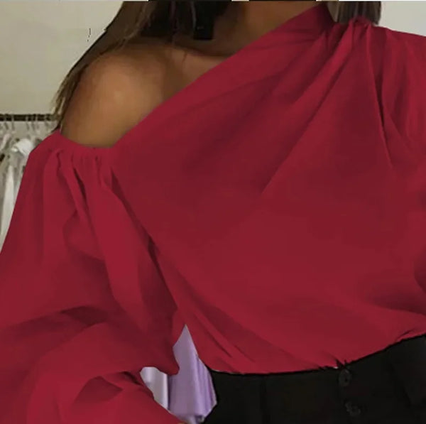 Trendy One Sleeve Halter Loose Blouse
