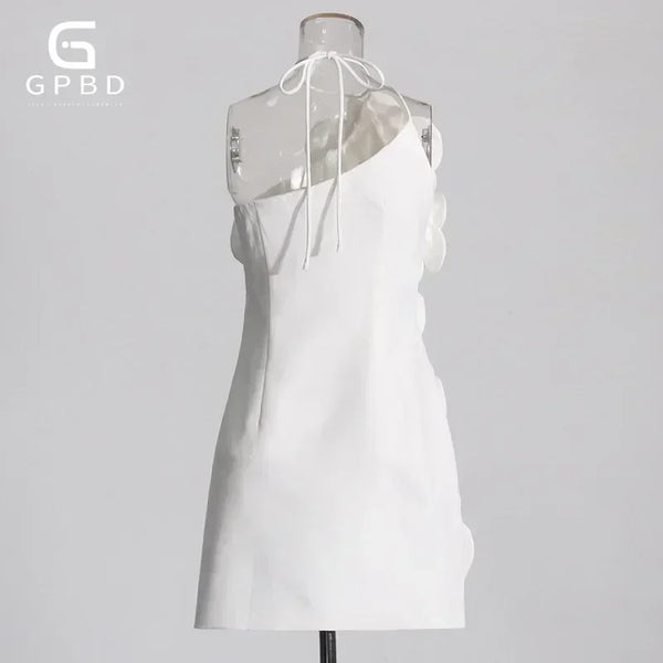 Trendy Floral Halter Mini Party Dress