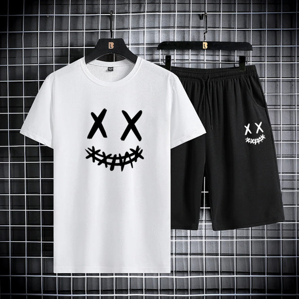 Trendy Men's Short Sleeve Graphic Tee And Shorts Set