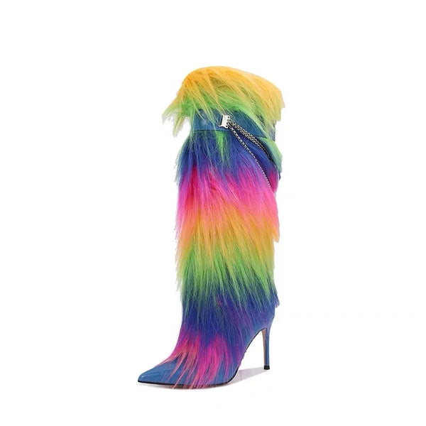 Trendy High Fur Knee Length Sleeve Boots - TrendsetterbyTracy Boutique