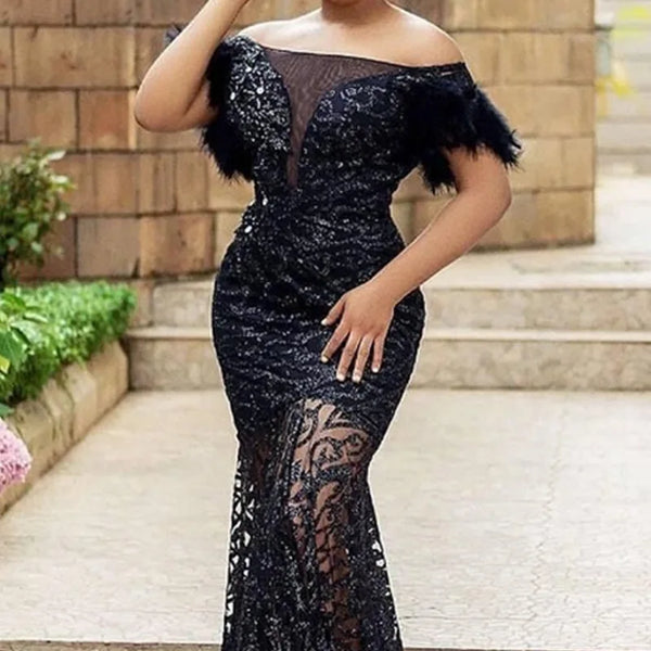 Trendy Black Mermaid Sequin Formal Dress