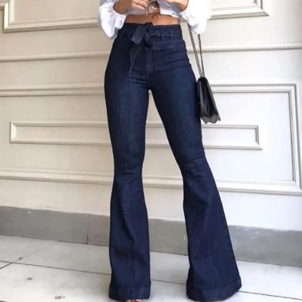 Trendy Solid Color High Waist Flare Pants With Belt - TrendsetterbyTracy Boutique