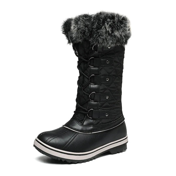 Trendy Leather Plush Snow Fur Boots