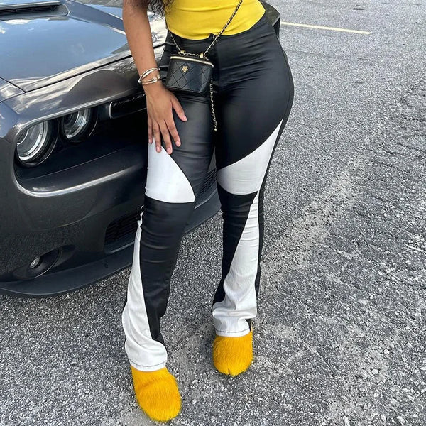 Trendy High Waist Black/White Fitted Jeggings