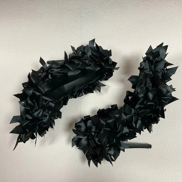 Trendy Black Satan Butterfly Knot High Heel Pumps