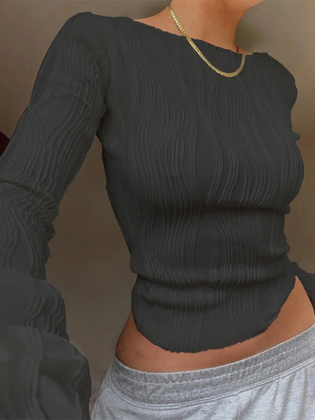 Trendy Ruched Long Sleeve Blouse