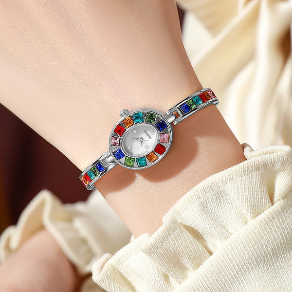 Trendy Rhinestone Silver Band Bracelet Watch
