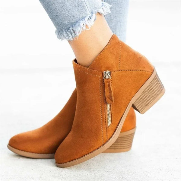 Trendy Ankle Low Heel Buckle Strap Boots