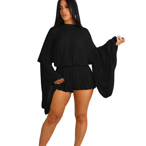 Trendy Draped Ruffled Two Piece Short Set