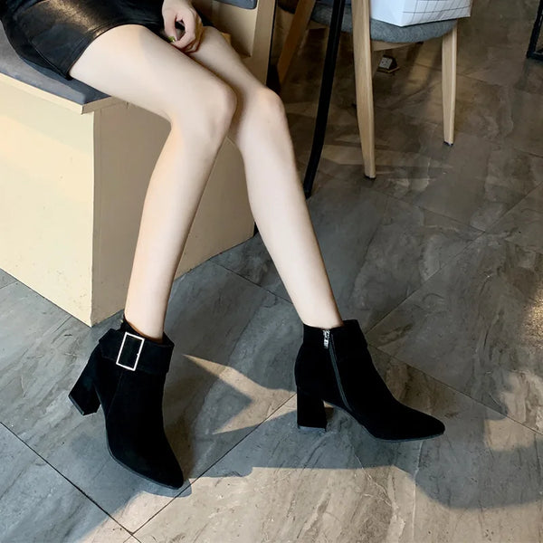 Trendy Casual Ankle High Heel Boots