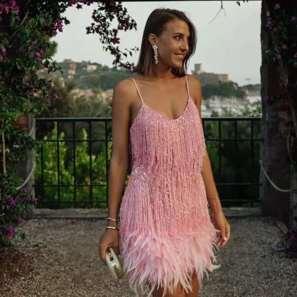 Trendy Fringed Tassel Mini Party Dress