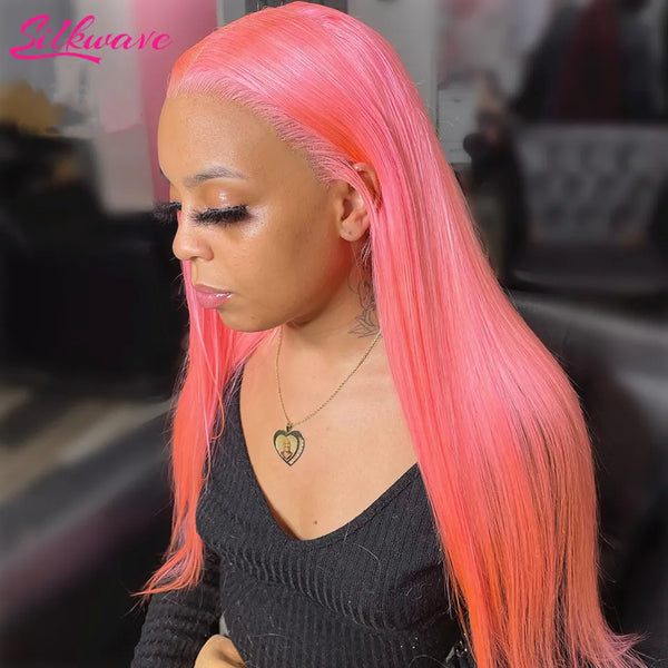 Trendy 13x6 Pink Brazilian Hair  Bone Straight Lace Frontal Wig - TrendsetterbyTracy Boutique