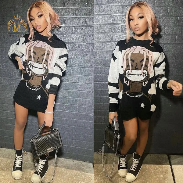 Trendy Punk Cartoon Style Sweater - TrendsetterbyTracy Boutique
