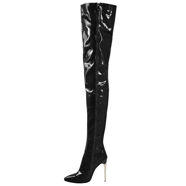 Trendy Patent Leather Over The Knee Boots